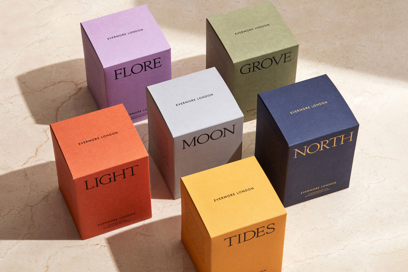 colourful boxed Evermore London Candles
