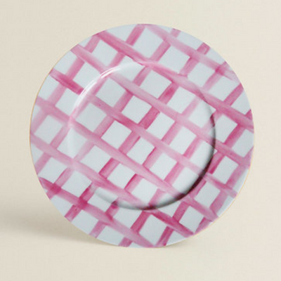 the-platera-pink-gingham-plate-side-plate-hand-painted